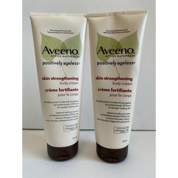 2 X AVEENO Positively Ageless Skin Strengthening Body Cream 204ml - Picture 1 of 2